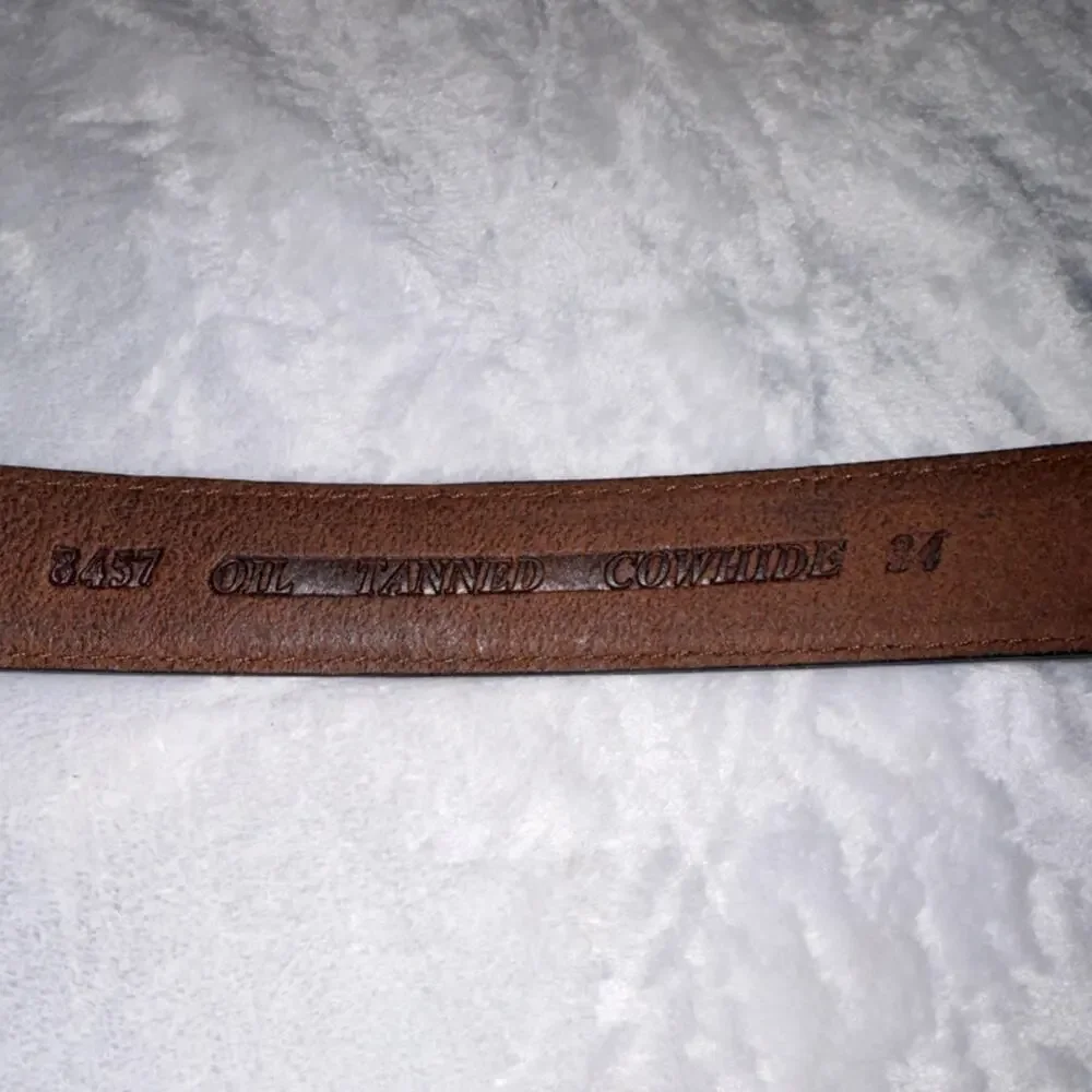 Brown Women/ Men Basic‎ Belt Size 34 Solid Normal Width Solid Brass Buckle